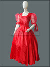 Red Silk Readymade Maxi With Embroidered Belt 449