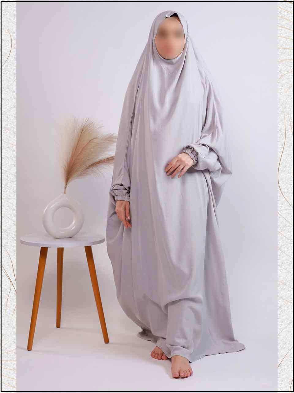 ATM2462 | Silver Grey Linen Readymade Namaz Chadar