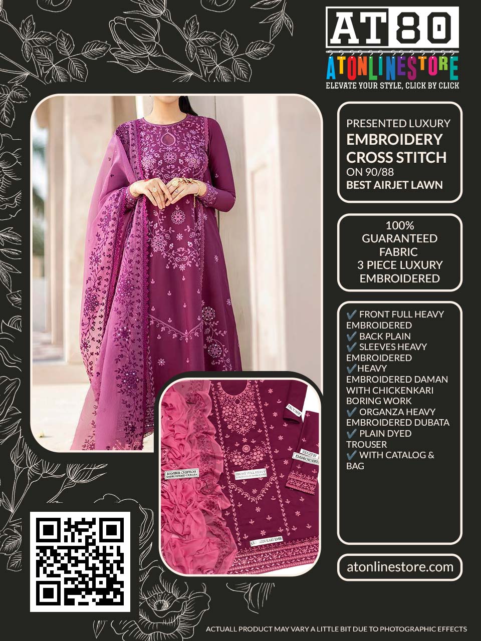 CROSS STITCH -3PC EMBROIDERED LUXURY LAWN SUIT CB