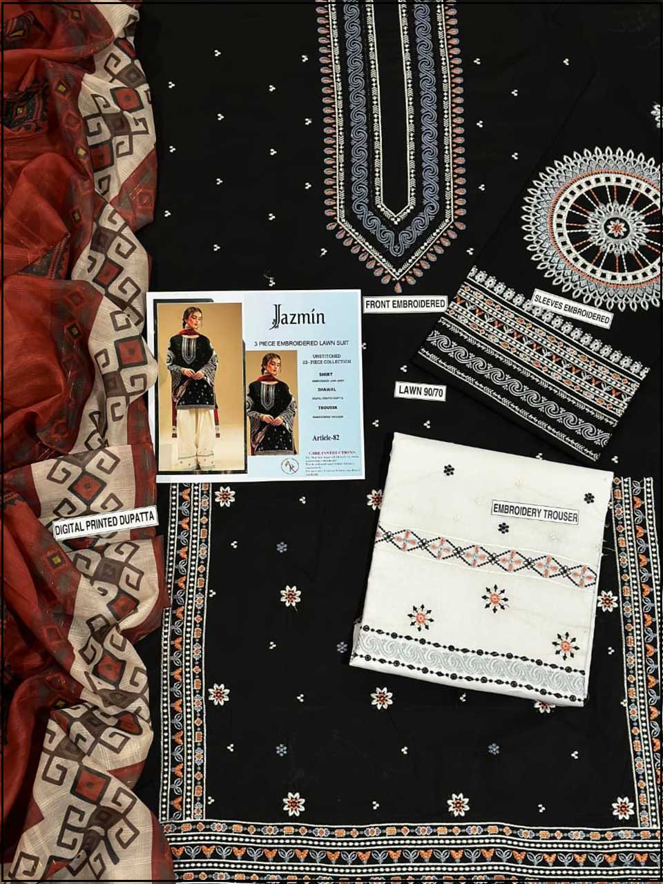 Jazmin - 3PC EMBROIDERED LUXURY LAWN SUIT