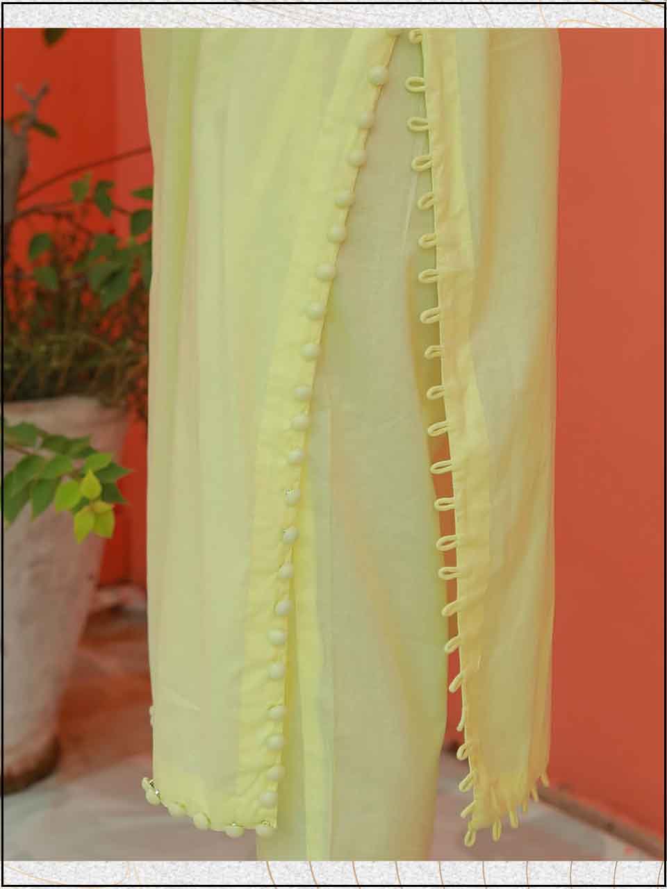 ATM7405JS | 3 Piece Lemon Yellow Luxe Cotton Readymade  Suit