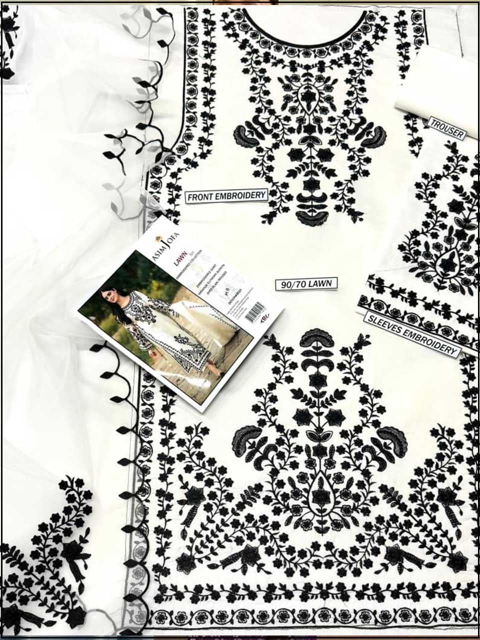 Asim Jofa - 3PC EMBROIDERED LUXURY LAWN SUIT