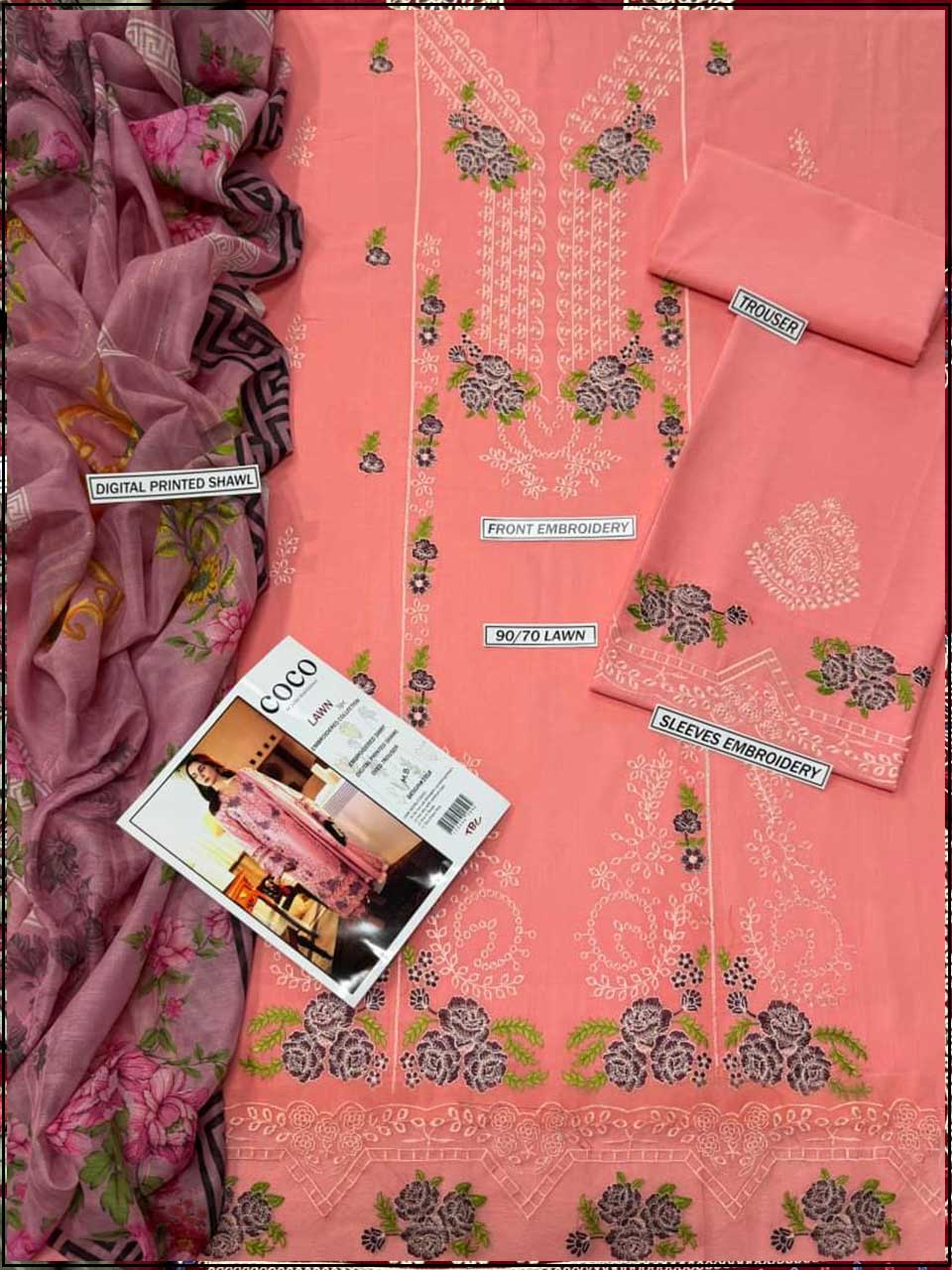 COCO - 3PC EMBROIDERED LUXURY LAWN SUIT