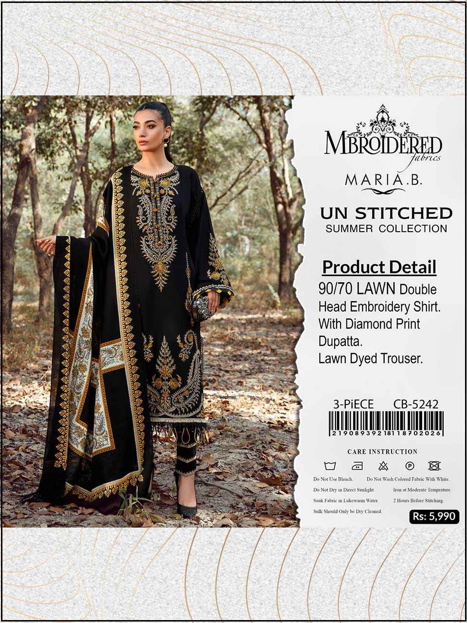ATM26068 | Maria B. 3PC EMBROIDERED LUXURY LAWN SUIT