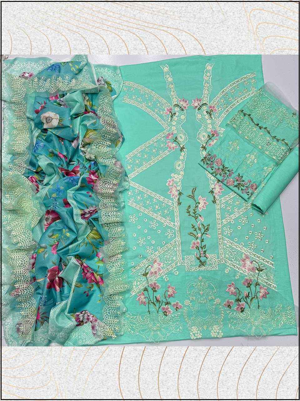 ATM26051 | Elaf 3PC EMBROIDERED LUXURY LAWN SUIT