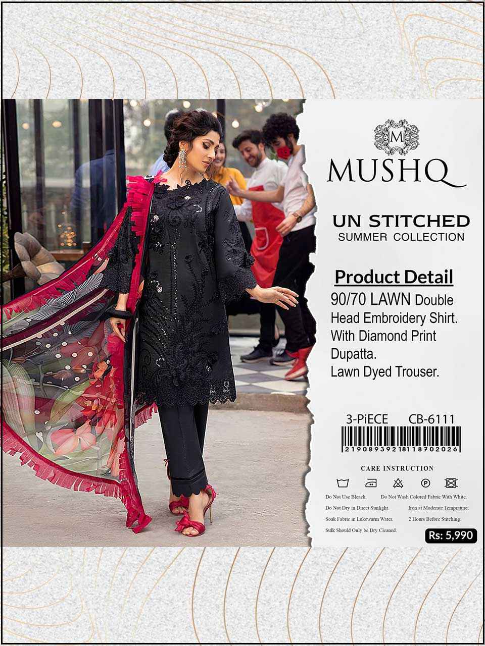 ATM26050 | Mushq 3PC EMBROIDERED LUXURY LAWN SUIT