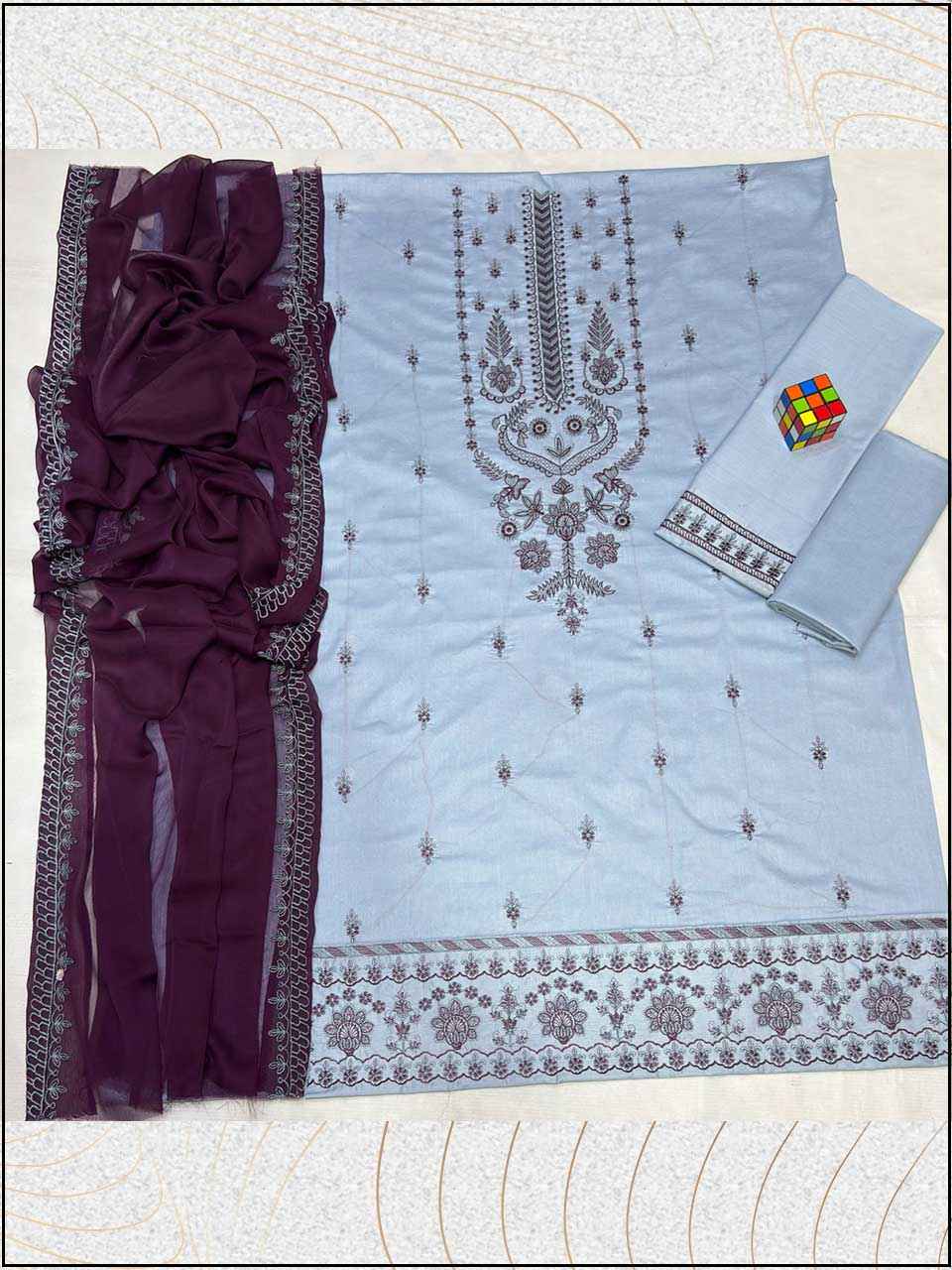 ATM26063 | Jazmin 3PC EMBROIDERED LUXURY LAWN SUIT