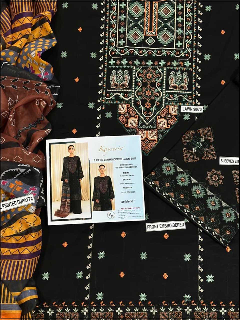 Kayseria - 3PC EMBROIDERED LUXURY LAWN SUIT