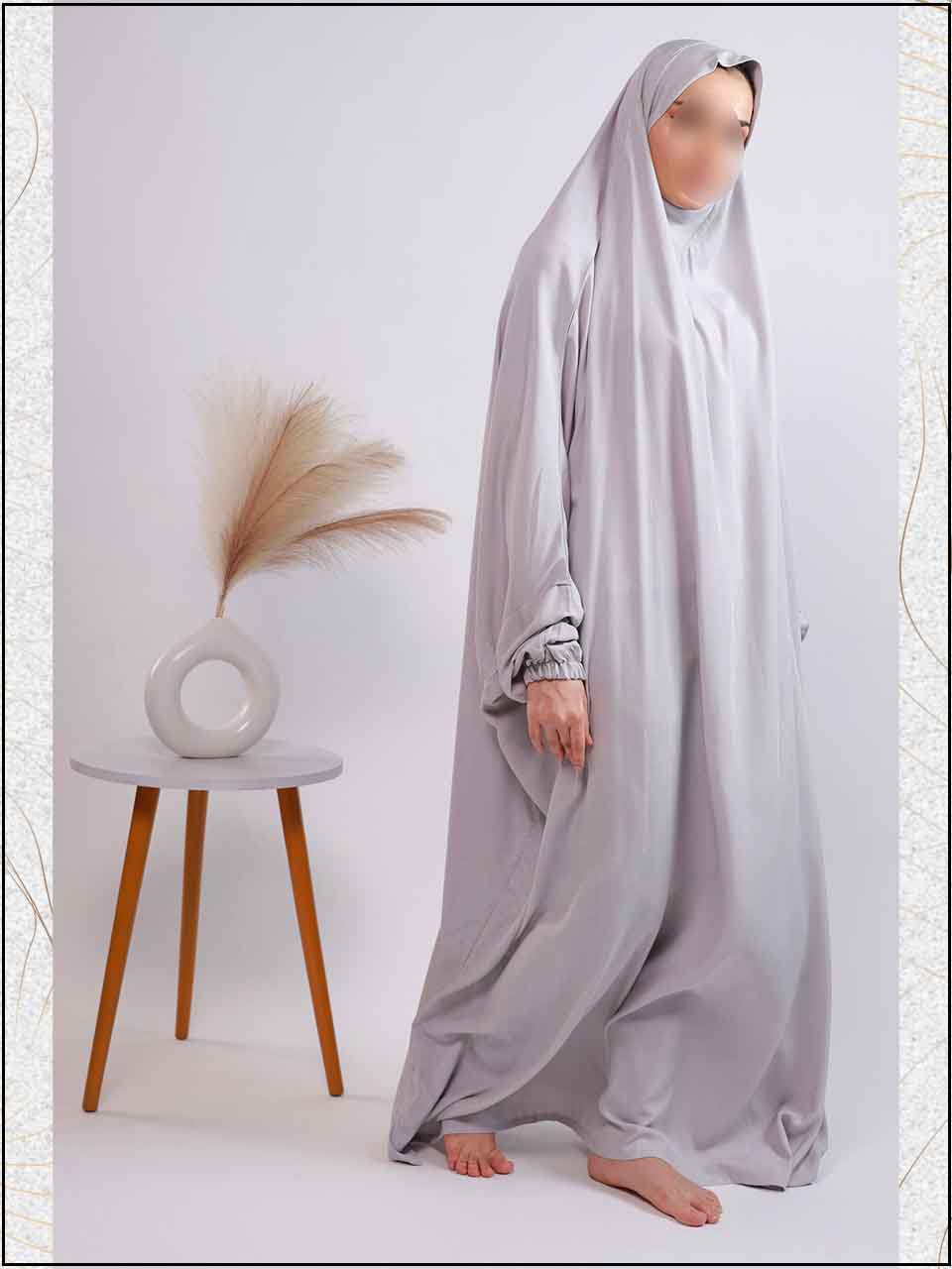 ATM2462 | Silver Grey Linen Readymade Namaz Chadar