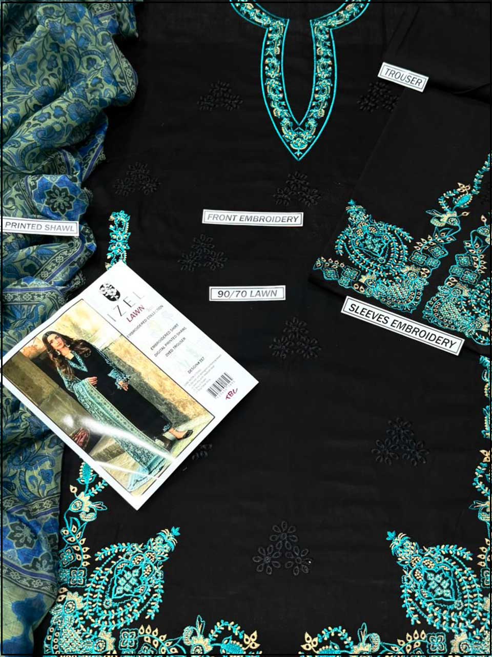 Izel- 3PC EMBROIDERED LUXURY LAWN SUIT