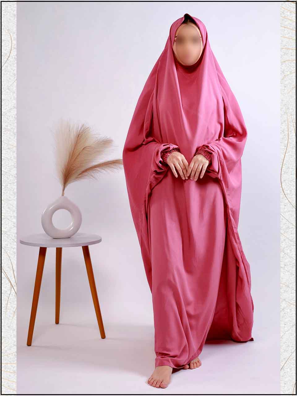 ATM2463 | Vintage Pink Linen Readymade Namaz Chadar