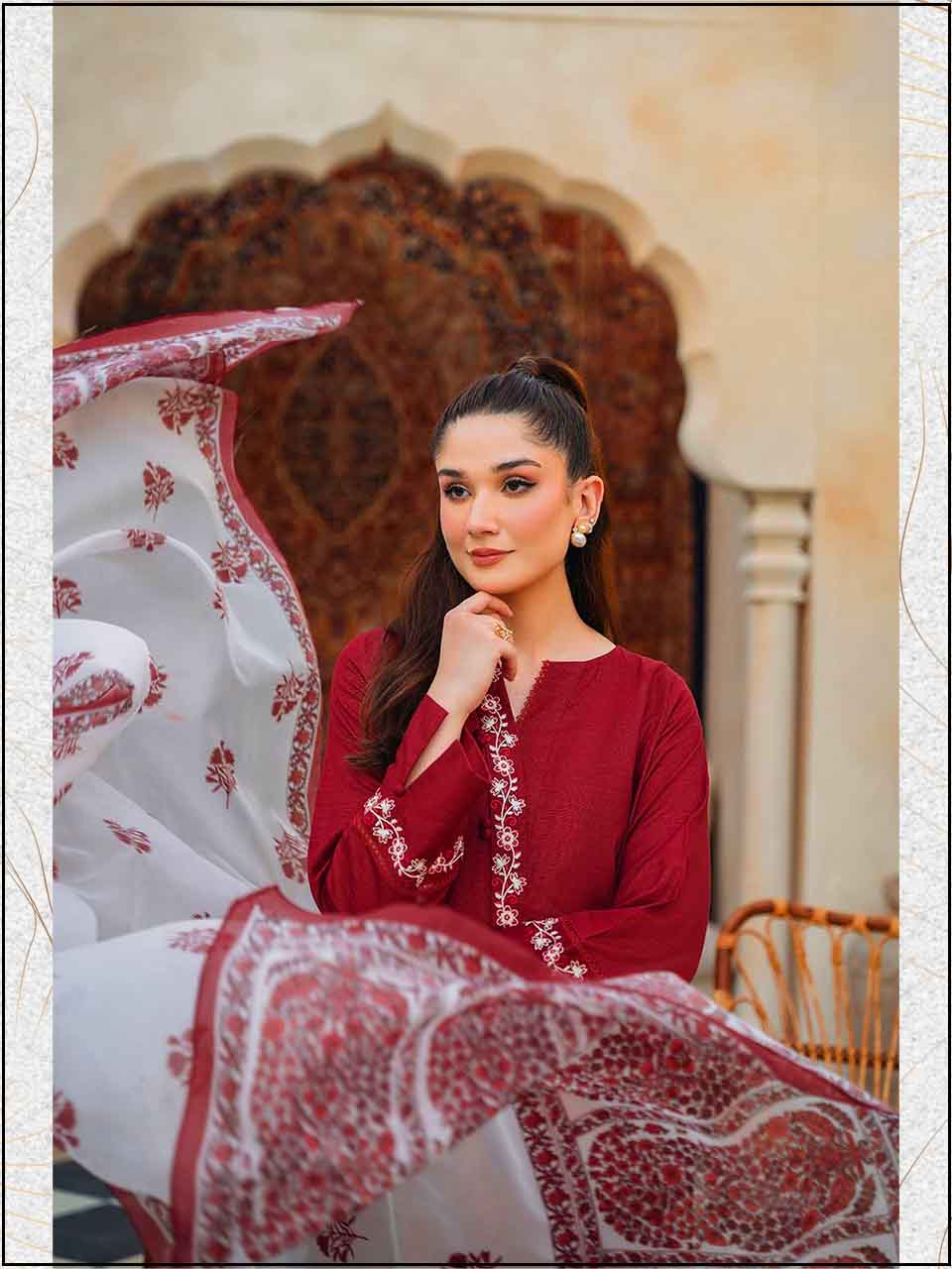 ATM24078620 ZAVIYA- 3PC LAWN EMBROIDERED LUXURY SUIT CB