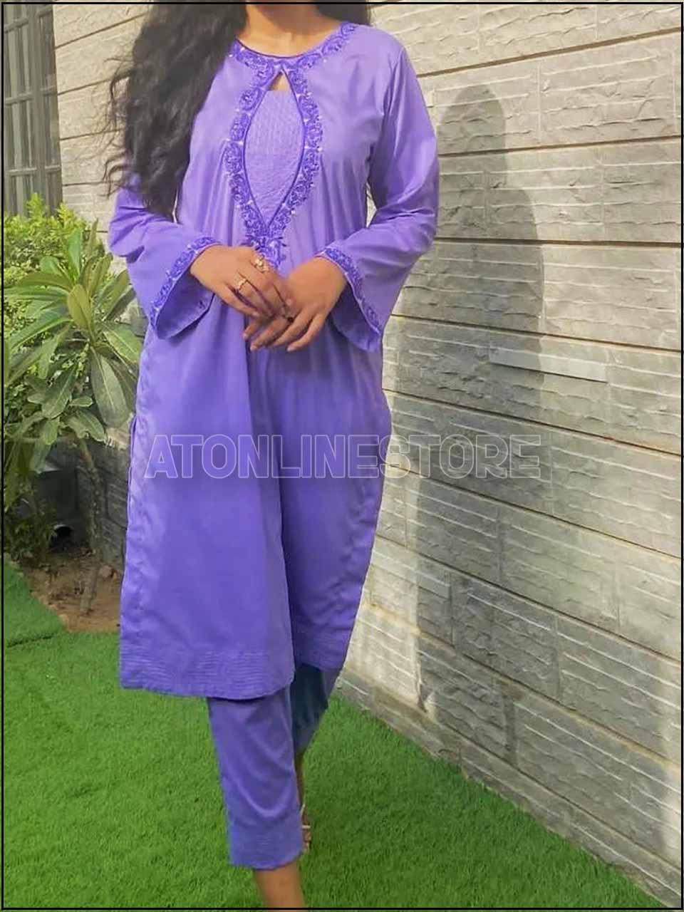 ATM24023 2-Peice Cotton Embroidered Readymade Suit