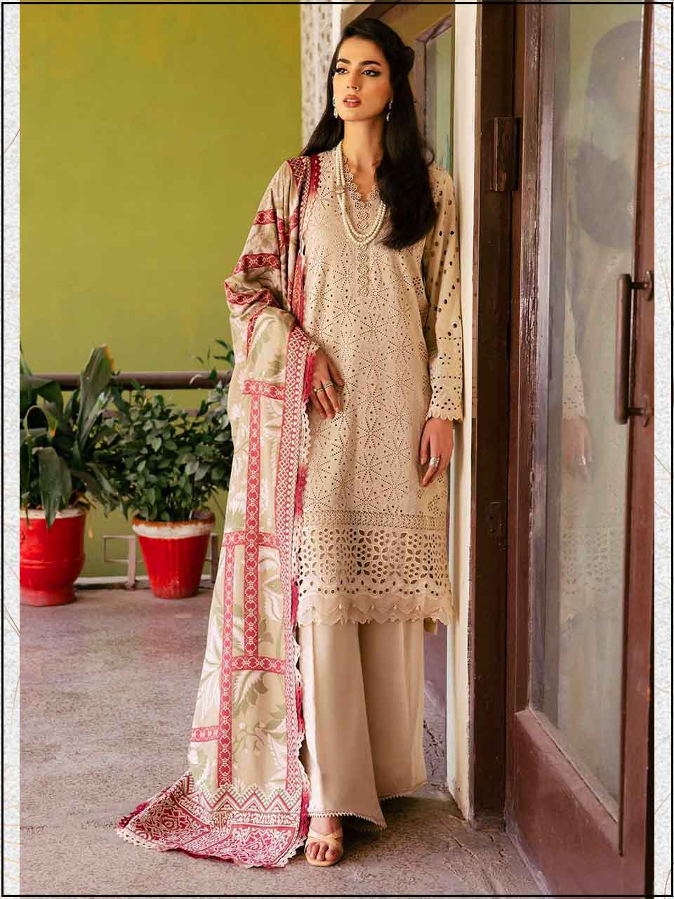 NUREH -3PC EMBROIDERED LUXURY LAWN SUIT CB