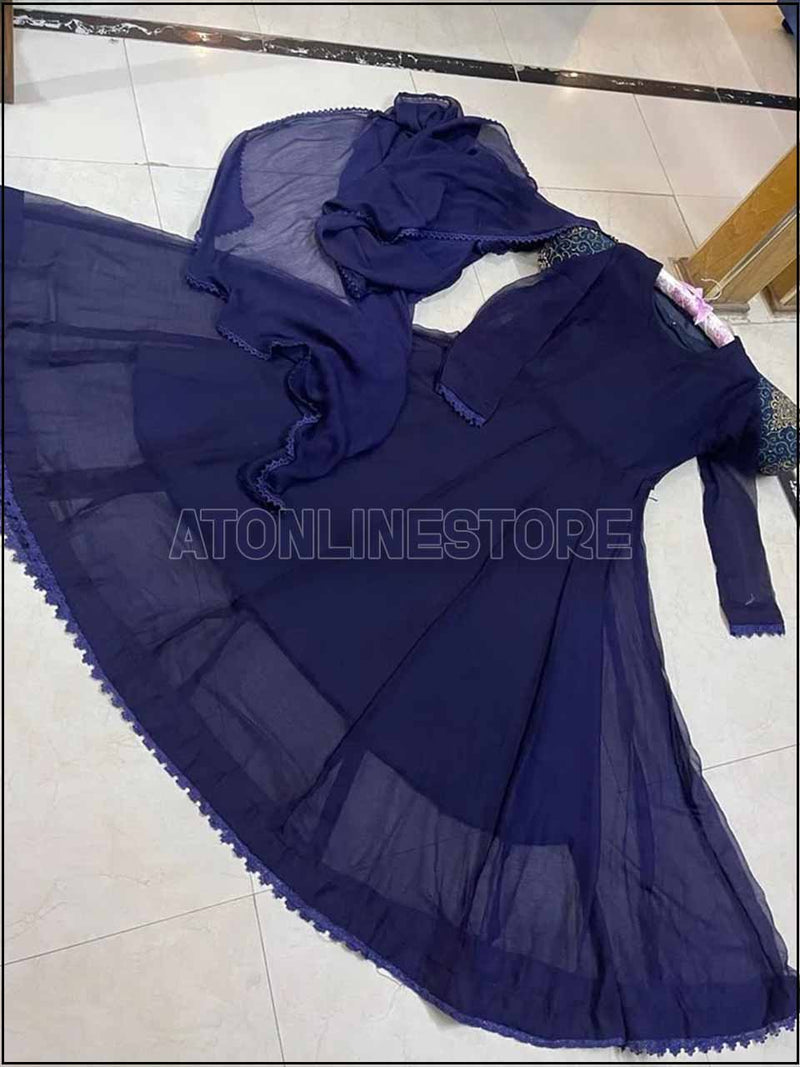 ATM24002 2-Peice Chiffon Partywear Readymade Maxi Suit