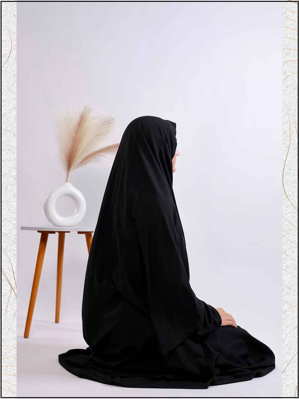 ATM2459 | Black Linen Readymade Namaz Chadar