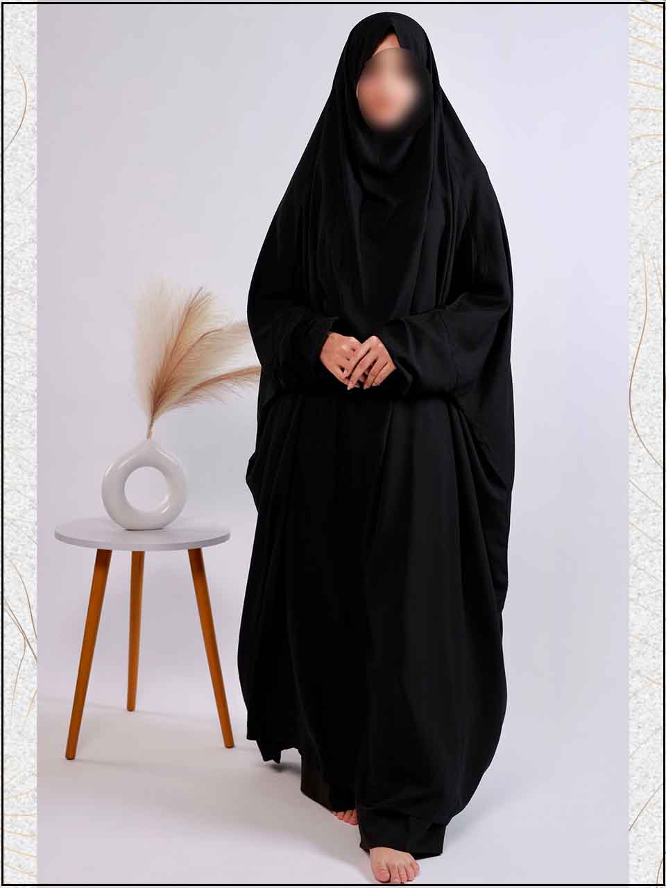 ATM2459 | Black Linen Readymade Namaz Chadar