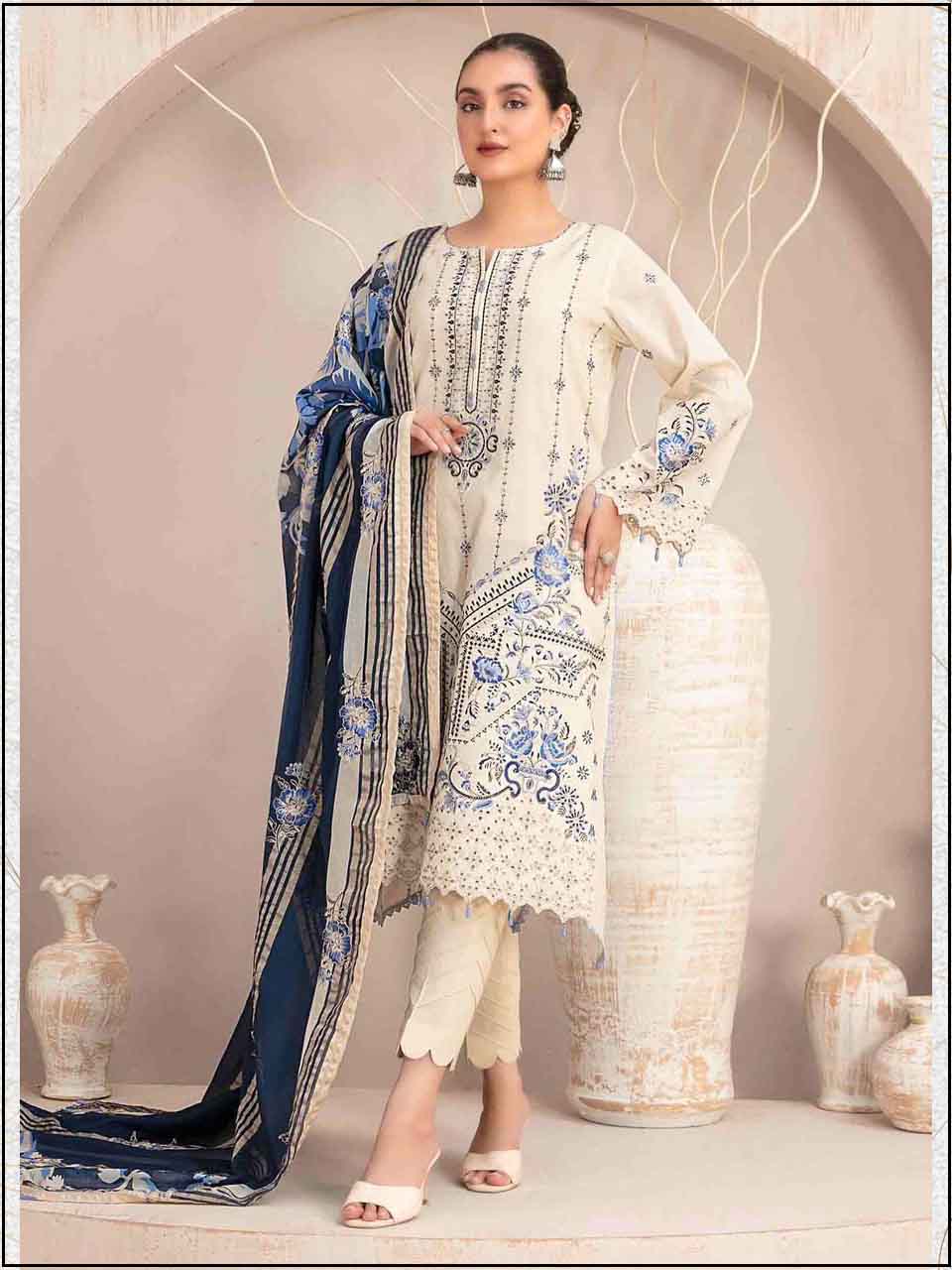 ATM2407863 ASIM JOFA - 3PC LAWN EMBROIDERED LUXURY SUIT CB