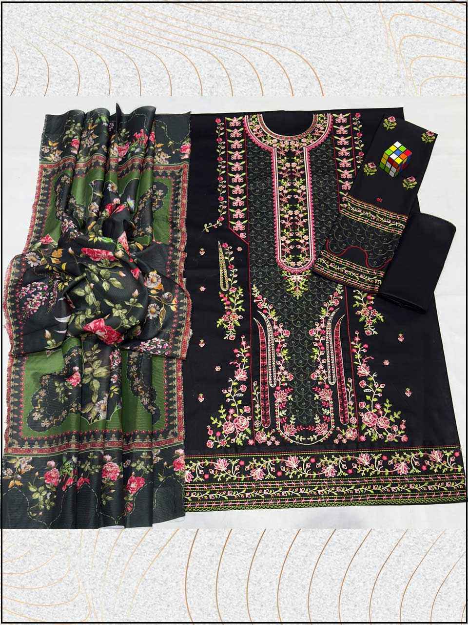 ATM26053 | Hussain Rehar 3PC EMBROIDERED LUXURY LAWN SUIT