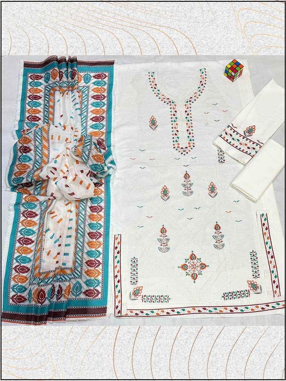 ATM26064 | Jazmin 3PC EMBROIDERED LUXURY LAWN SUIT