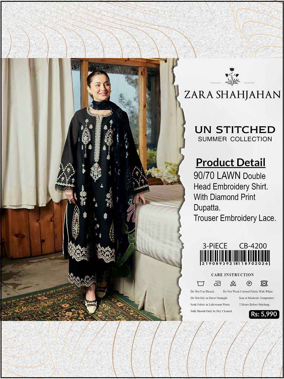 ATM26055 | Zara Shahjahan 3PC EMBROIDERED LUXURY LAWN SUIT (