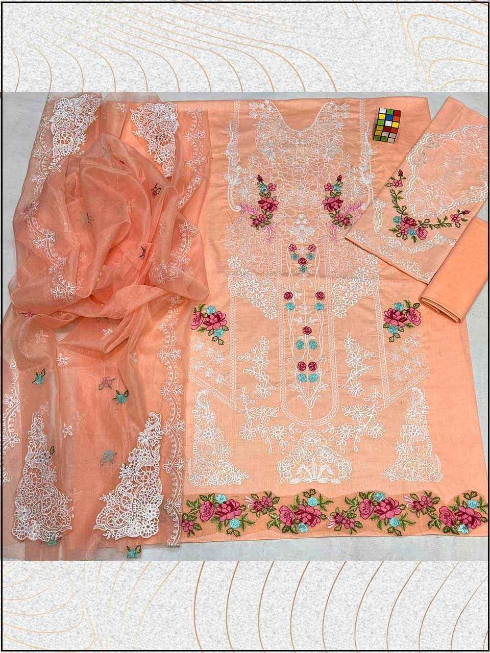 ATM26052 | Elaf 3PC EMBROIDERED LUXURY LAWN SUIT