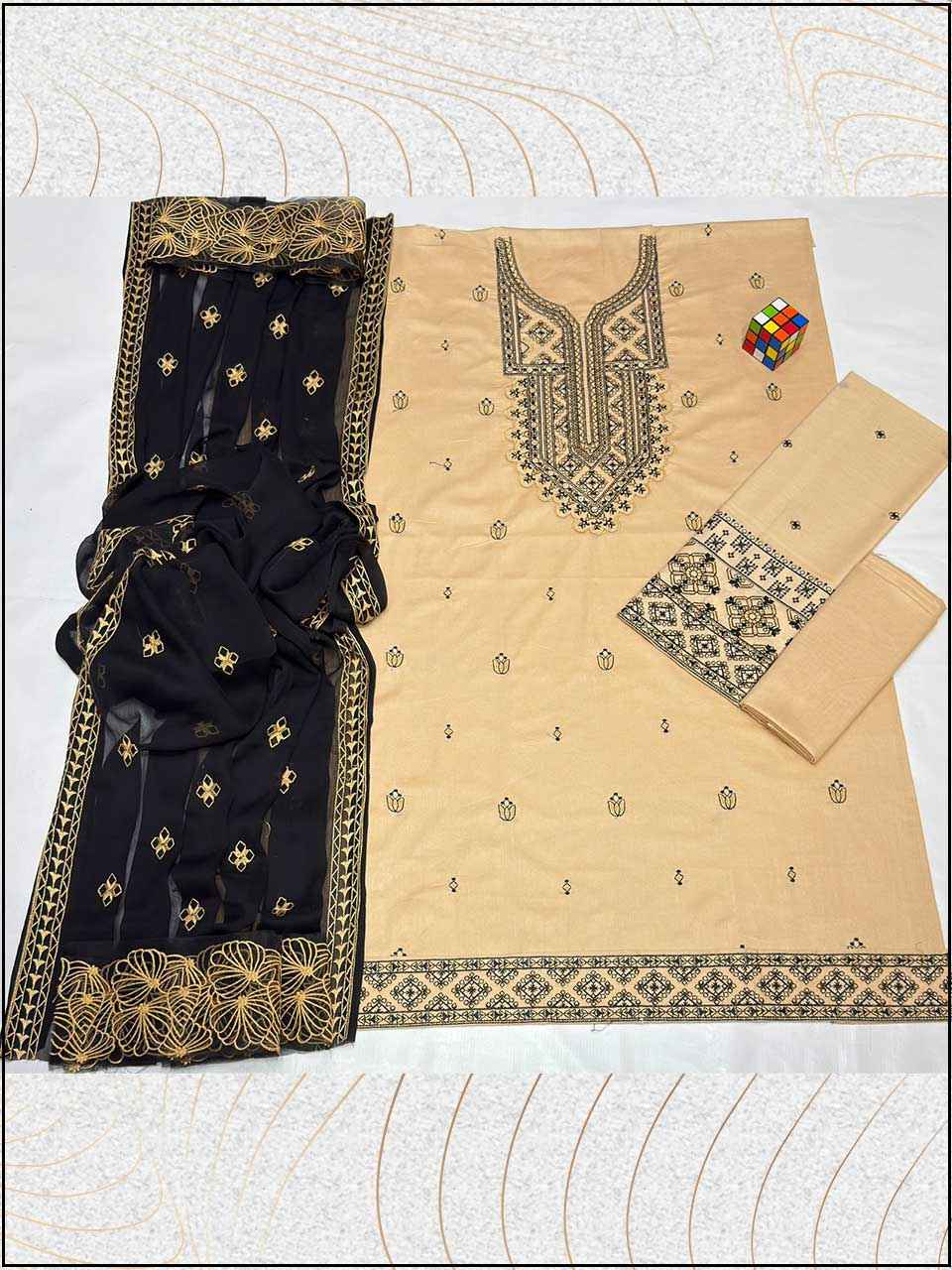 ATM26066 | Sapphire 3PC EMBROIDERED LUXURY LAWN SUIT