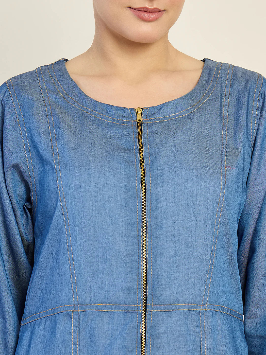 ATM26303 | Denim Abaya With Black Georgette Hijab