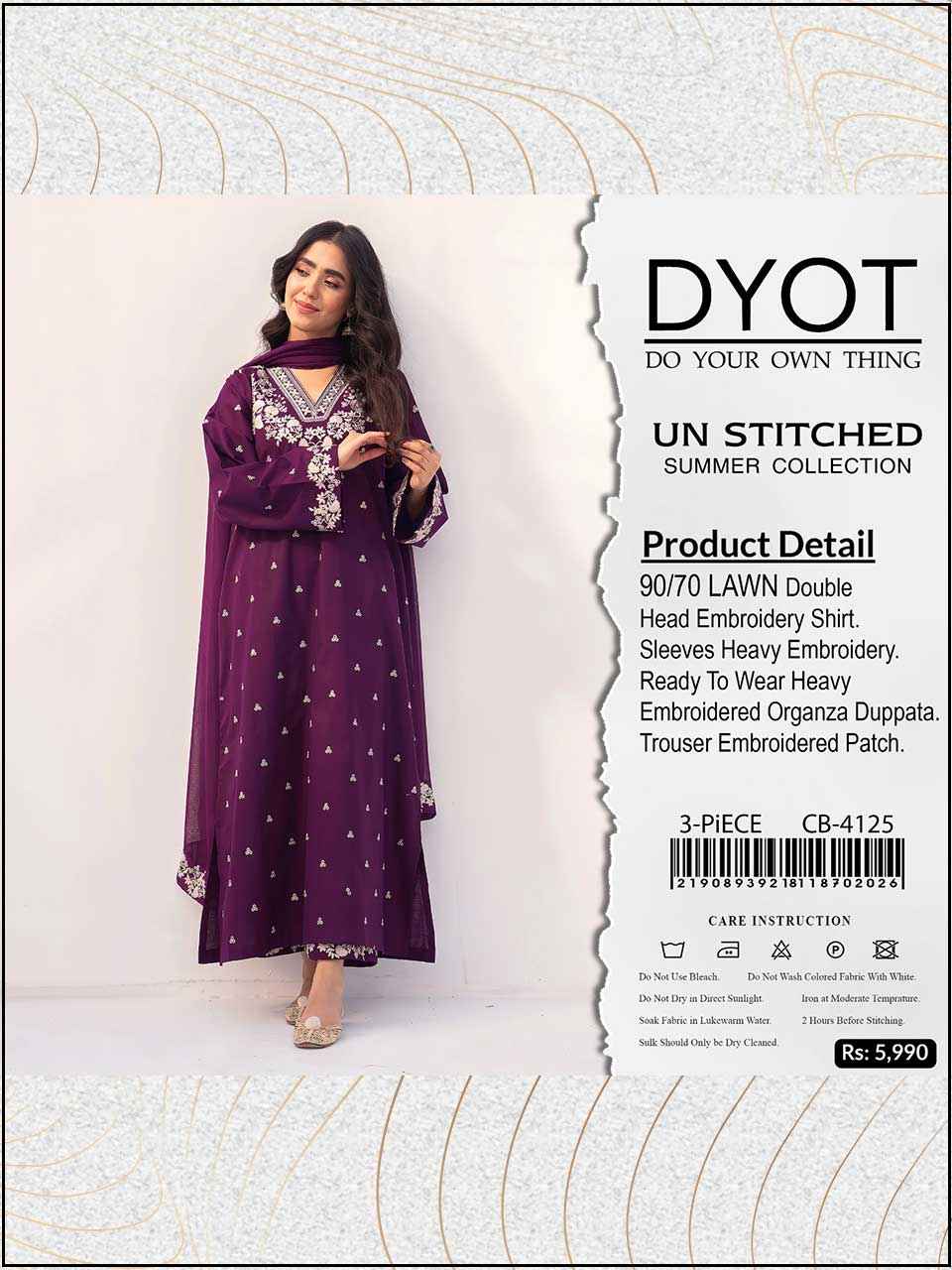 ATM26057 | Dyot 3PC EMBROIDERED LUXURY LAWN SUIT