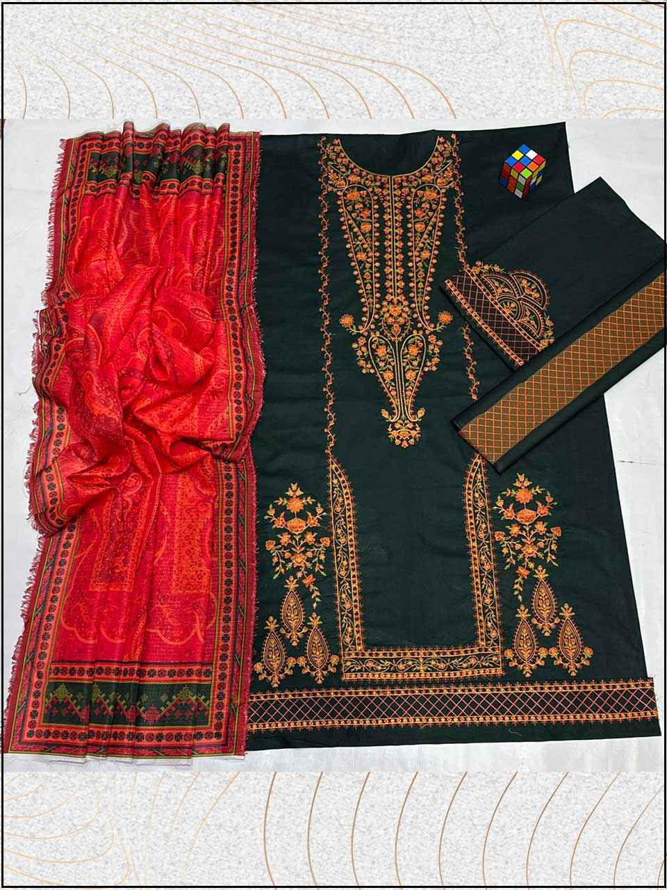 ATM26061 | Hussain Rehar 3PC EMBROIDERED LUXURY LAWN SUIT