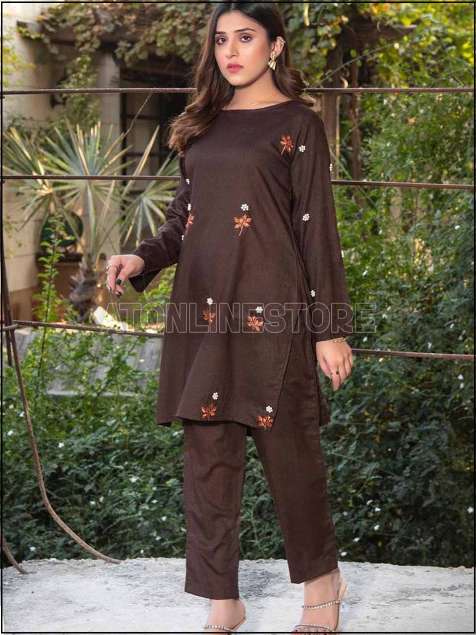 ATM24017 2-Peice Lawn Embroidered Readymade Suit