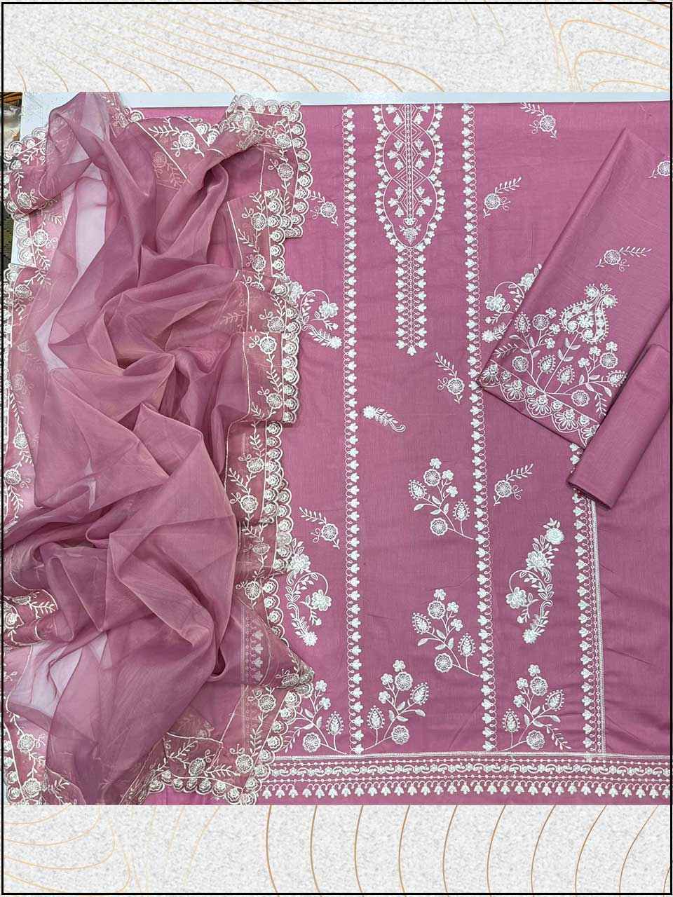ATM26074 | Cross Stitch 3PC EMBROIDERED LUXURY LAWN SUIT