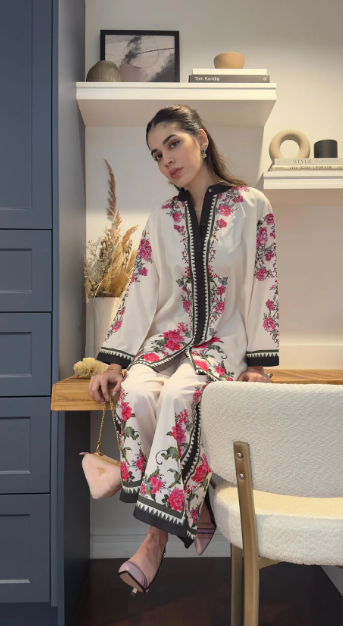 AT|80-1001|Wholesale Offer| Digital Printed Poly Lawn 2 Piece Suit Co-Ord Set
