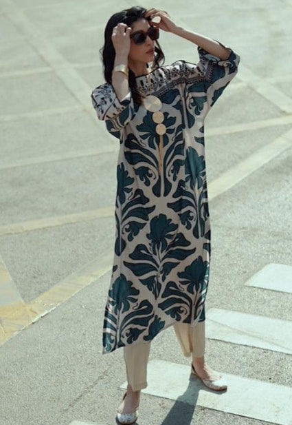AT|80-1004|Wholesale Offer| Digital Printed Poly Lawn 2 Piece Suit Co-Ord Set