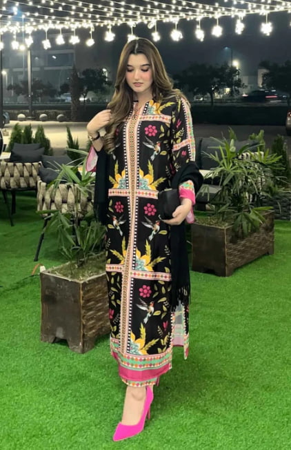 AT|80-1008|Wholesale Offer| Digital Printed Poly Lawn 2 Piece Suit Co-Ord Set