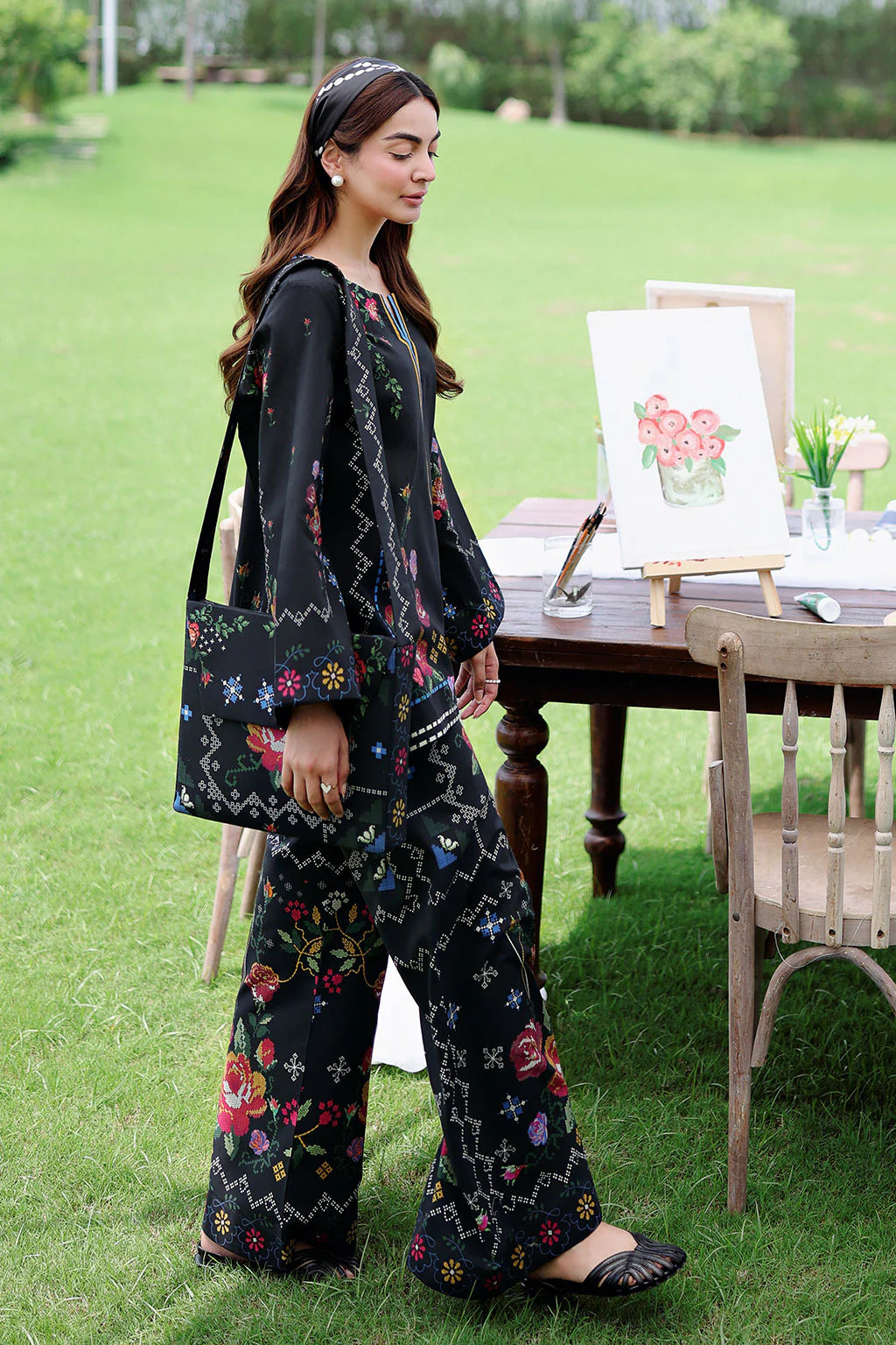 AT|80-1009|Wholesale Offer| Digital Printed Poly Lawn 2 Piece Suit Co-Ord Set