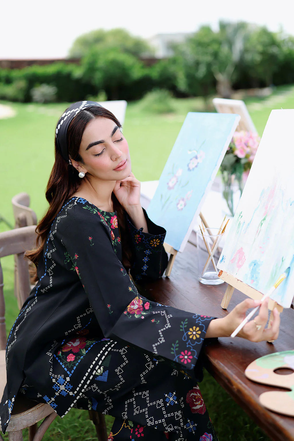 AT|80-1009|Wholesale Offer| Digital Printed Poly Lawn 2 Piece Suit Co-Ord Set