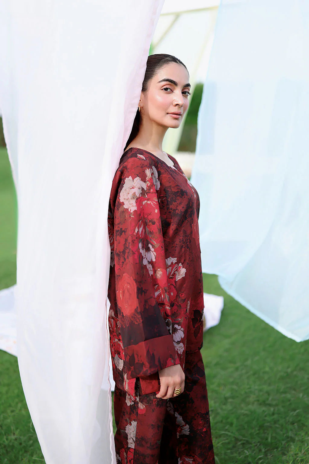 AT|80-1010|Wholesale Offer| Digital Printed Poly Lawn 2 Piece Suit Co-Ord Set