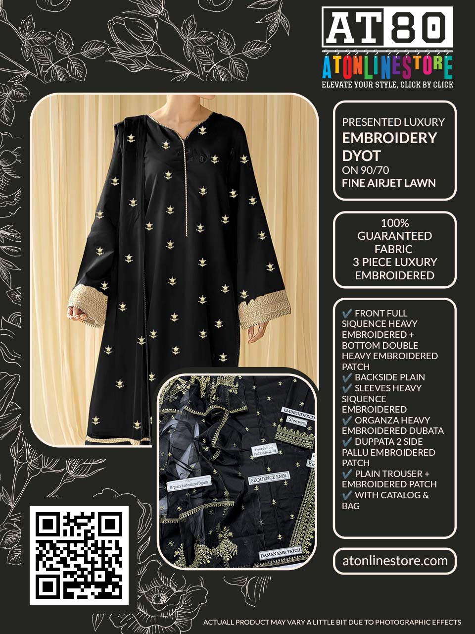 DYOT -3PC EMBROIDERED LUXURY LAWN SUIT CB