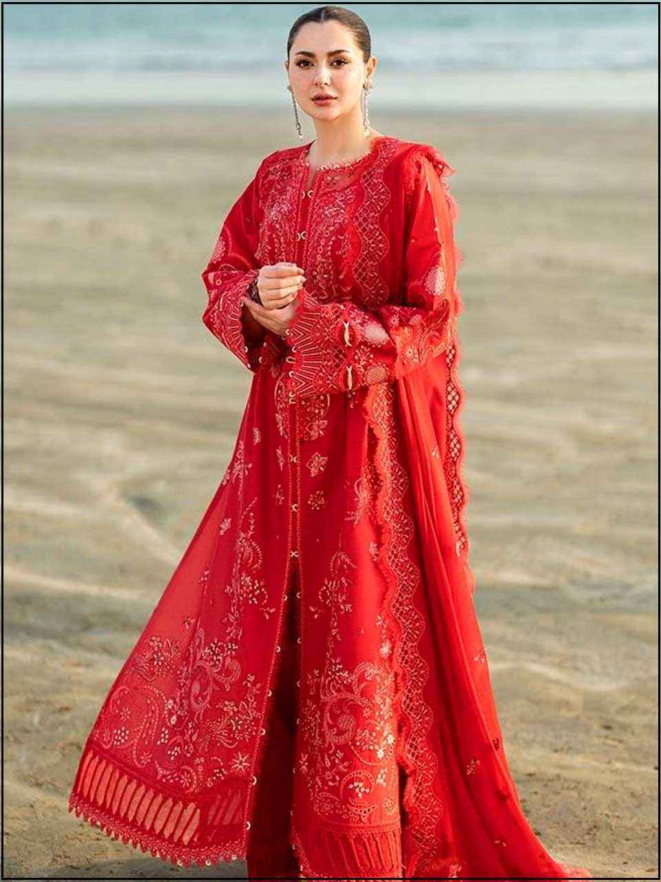 ATM25049 | Qalamkar 3PC EMBROIDERED LUXURY LAWN SUIT