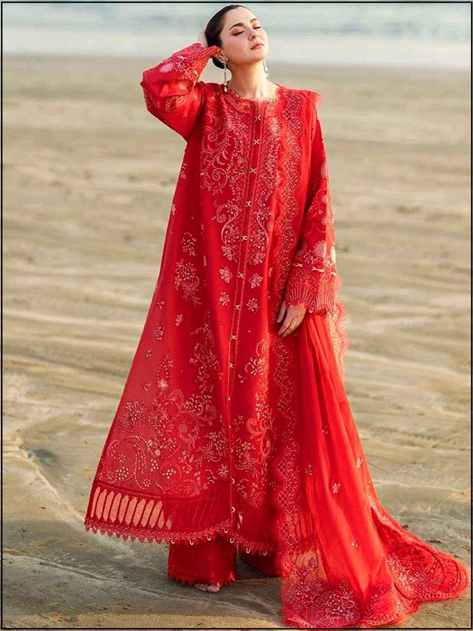 ATM25049 | Qalamkar 3PC EMBROIDERED LUXURY LAWN SUIT