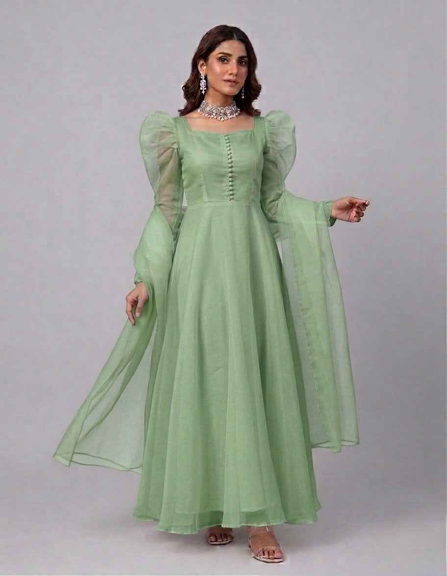 ATM26093 | Pakistani Partywear Readymade Organza Pishwas