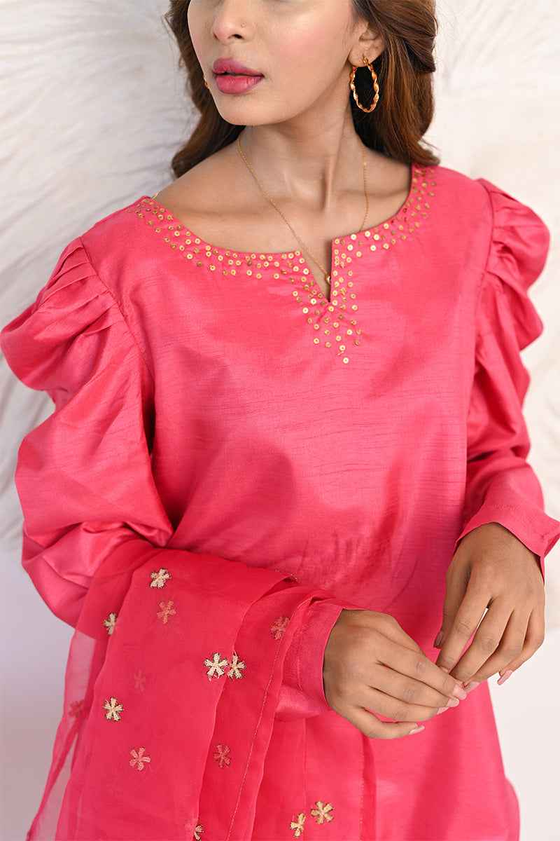 ATM26095 | Pink Silk 3 Piece Ready To Wear Suit