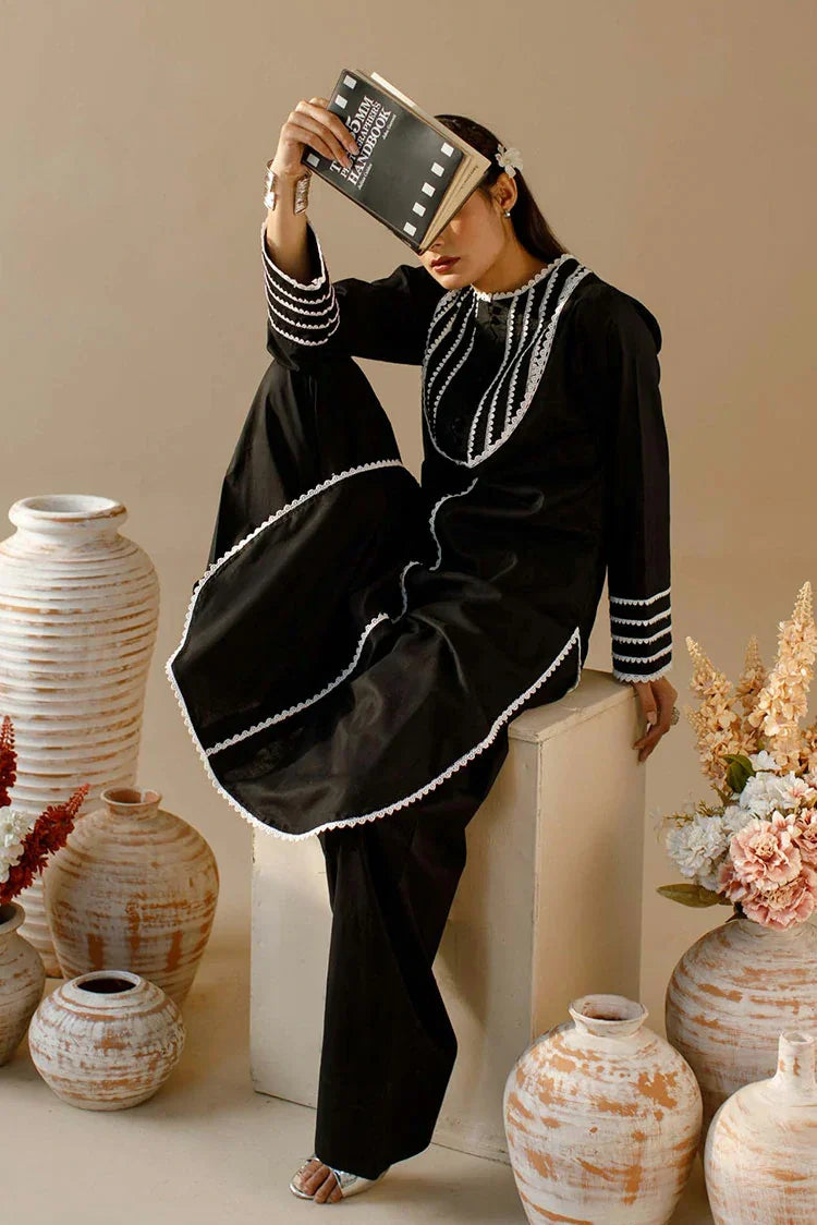 ATM26134 | Designer's Solid Black Ready To Wear Co-Ord Set