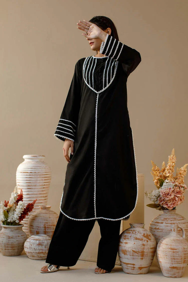 ATM26134 | Designer's Solid Black Ready To Wear Co-Ord Set