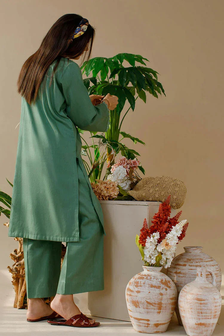 ATM26135 | Designer's Solid Green Ready To Wear Co-Ord Set