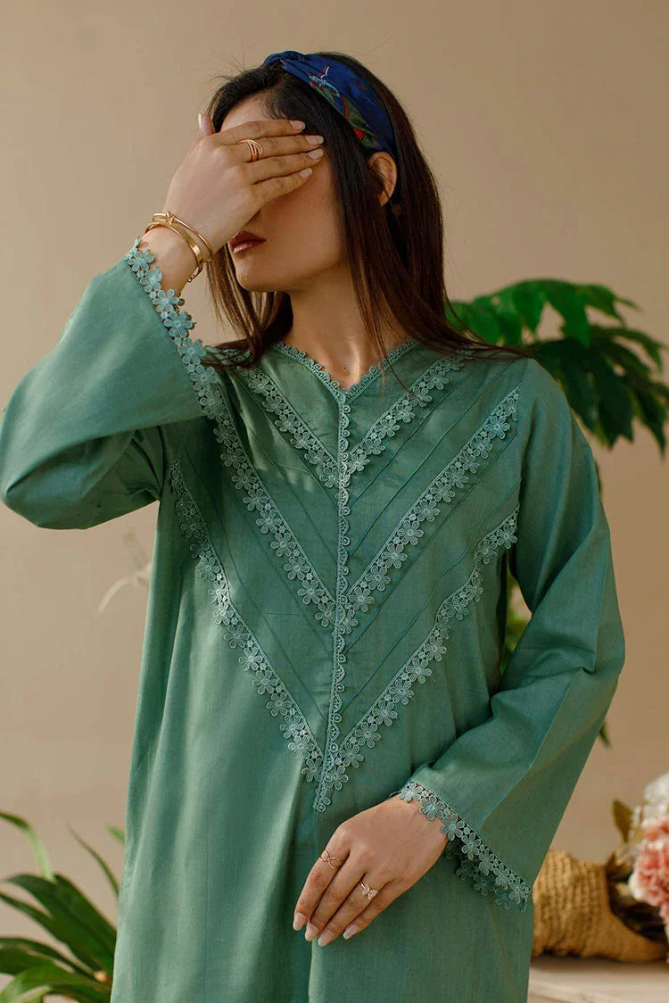 ATM26135 | Designer's Solid Green Ready To Wear Co-Ord Set
