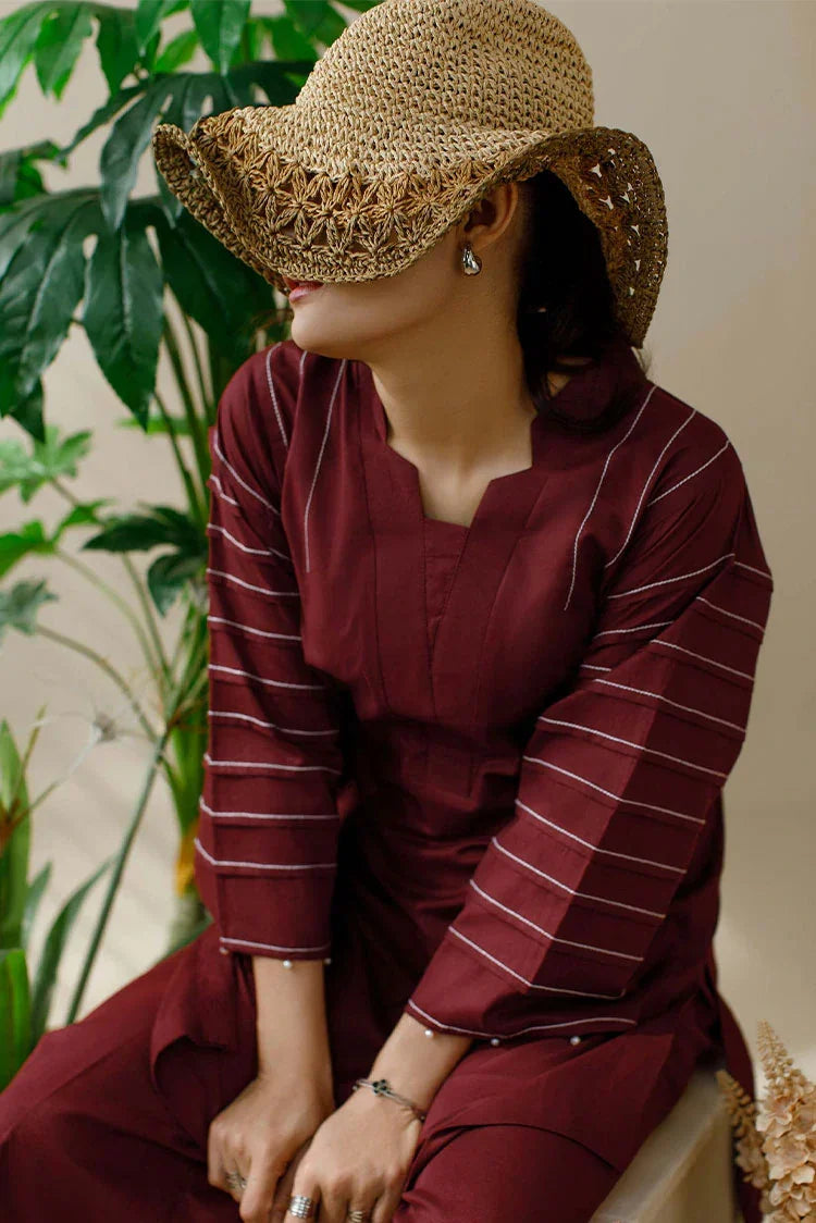 ATM26136 | Designer's Solid Maroon Ready To Wear Co-Ord Set