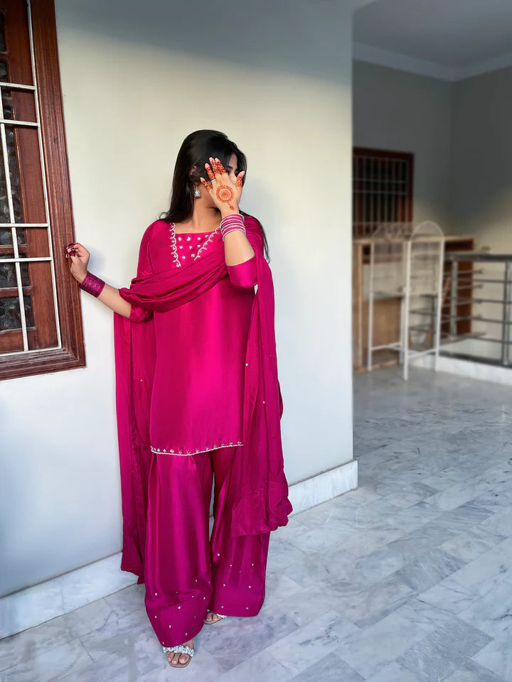 ATM26142 | Pakistani Designer 3 Piece Readymade Partywear Suit