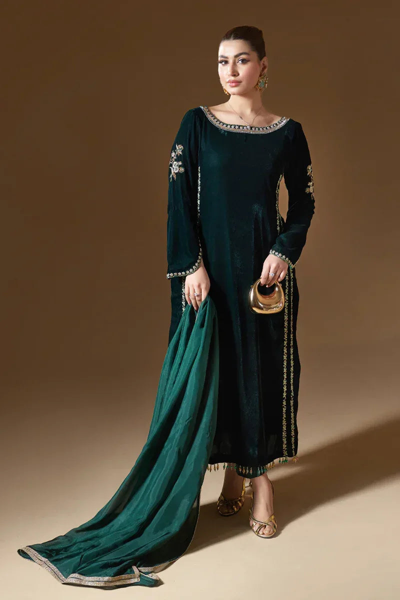 ATM26148 | Pakistani Designer Ready To Wear Velvet 3 Piece Suit